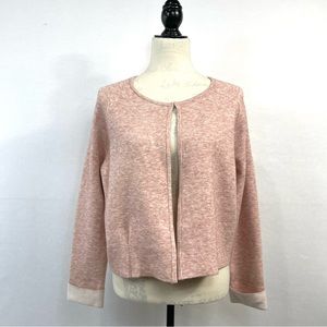 TAHARI Blush Heather Open Front Cardigan Long Cuff Sleeves Thick Knit Size L